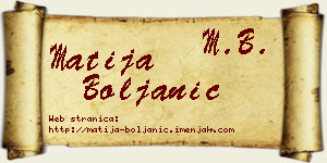 Matija Boljanić vizit kartica